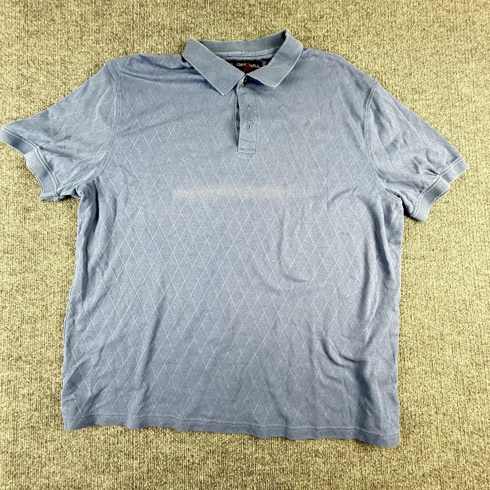 Oak Hill Polo Shirt Mens 3XL Blue Argyle Knit Short Sleeve Big Tall Casual